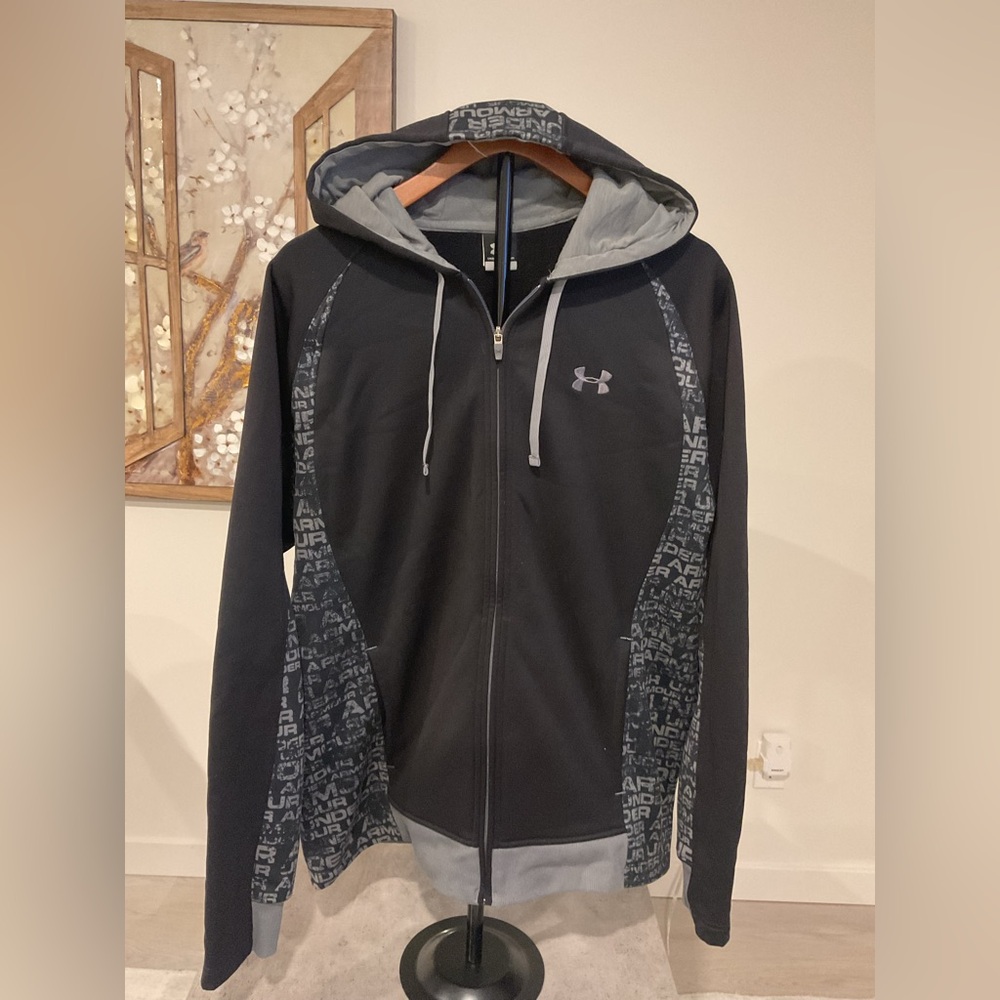 Under Armour Black with Gray Under Armour side & hood graphics .